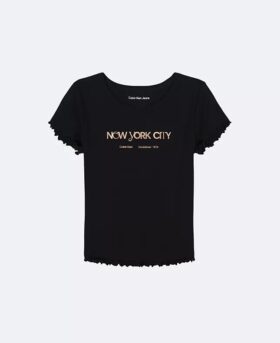 Klassisches T-Shirt für Mädchen mit New York City-Logo