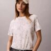 Klassisches T-Shirt mit Blumenprint Klassisches T-Shirt mit Blumenprint