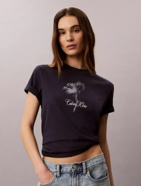 Klassisches T-Shirt mit Blumenprint