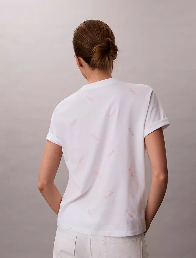 Klassisches T-Shirt mit durchgehendem Schriftzug-Logo Klassisches T-Shirt mit durchgehendem Schriftzug-Logo