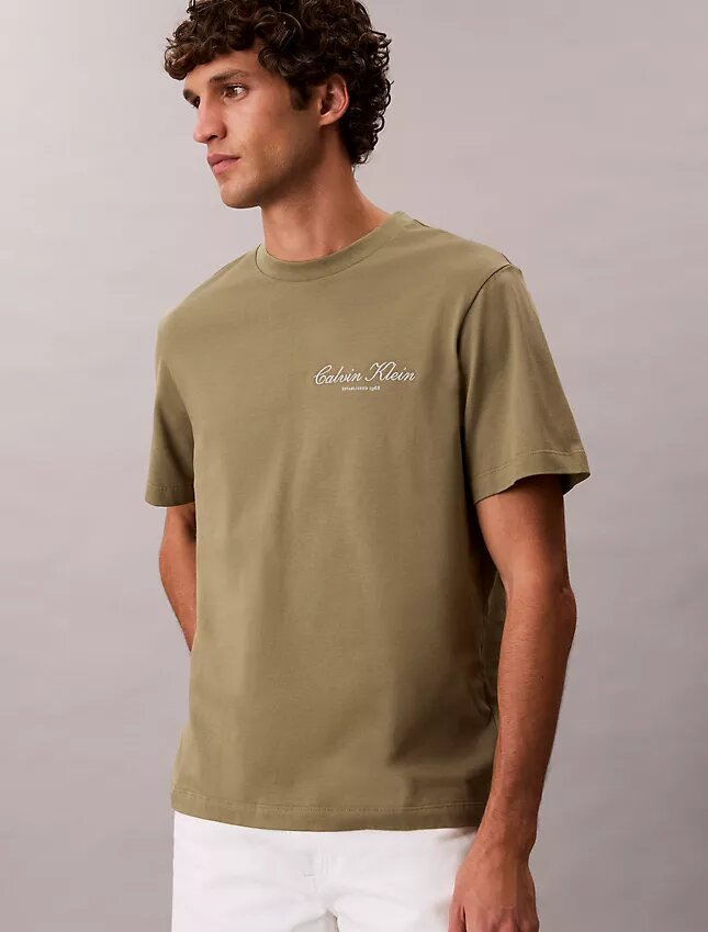 Klassisches T-Shirt mit kleinem Schriftzug-Logo Klassisches T-Shirt mit kleinem Schriftzug-Logo