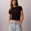 Kontur-Ripp-Logo-T-Shirt in verkürzter Länge