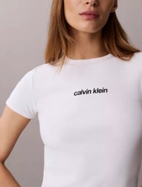Kontur-Ripp-Logo-T-Shirt in verkürzter Länge