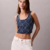 Kropptes Tanktop aus Denim mit durchgehendem Monogram Kropptes Tanktop aus Denim mit durchgehendem Monogram