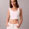 Kropptes Tanktop aus Denim mit durchgehendem Monogram Kropptes Tanktop aus Denim mit durchgehendem Monogram