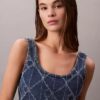 Kropptes Tanktop aus Denim mit durchgehendem Monogram Kropptes Tanktop aus Denim mit durchgehendem Monogram