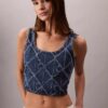Kropptes Tanktop aus Denim mit durchgehendem Monogram Kropptes Tanktop aus Denim mit durchgehendem Monogram