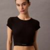 Kurzärmeliges T-Shirt aus Cotton Stretch-Rippstoff Kurzärmeliges T-Shirt aus Cotton Stretch-Rippstoff