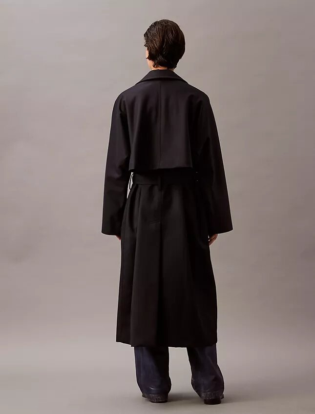Langer Trenchcoat aus Wolltwill-Mischung Langer Trenchcoat aus Wolltwill-Mischung