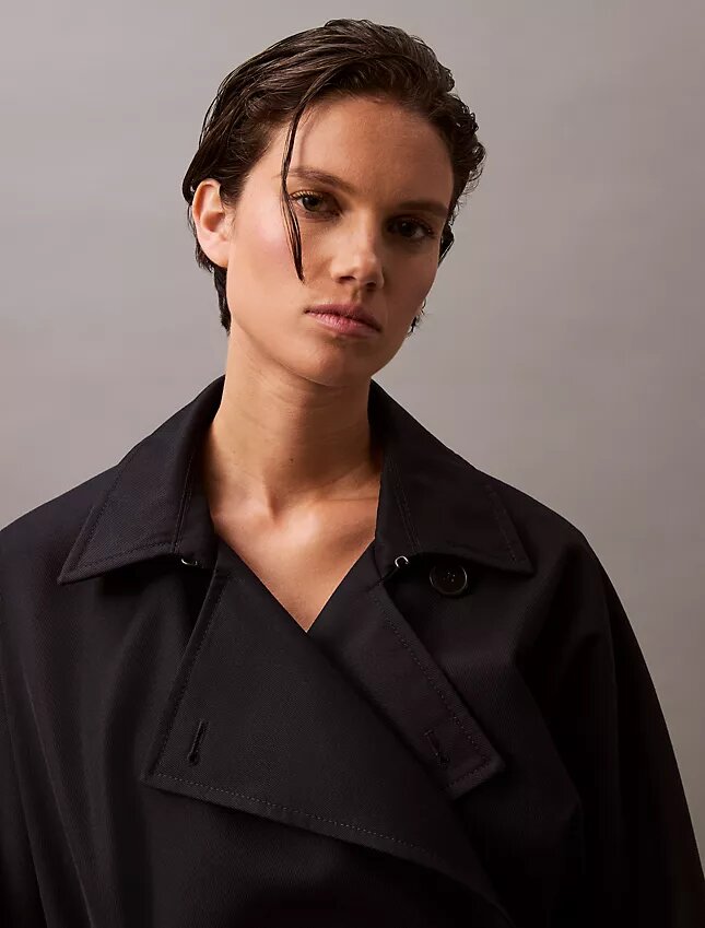Langer Trenchcoat aus Wolltwill-Mischung Langer Trenchcoat aus Wolltwill-Mischung