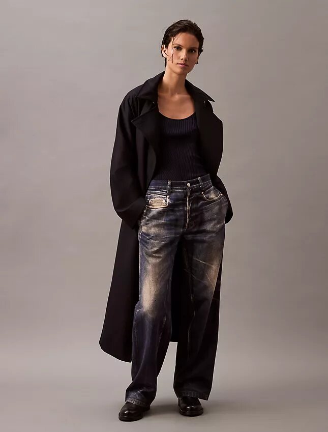 Langer Trenchcoat aus Wolltwill-Mischung Langer Trenchcoat aus Wolltwill-Mischung