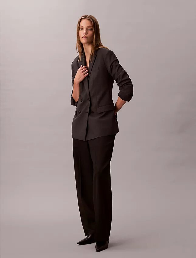 Locker sitzender Blazer aus Wollmischung mit Hahnentrittmuster Locker sitzender Blazer aus Wollmischung mit Hahnentrittmuster