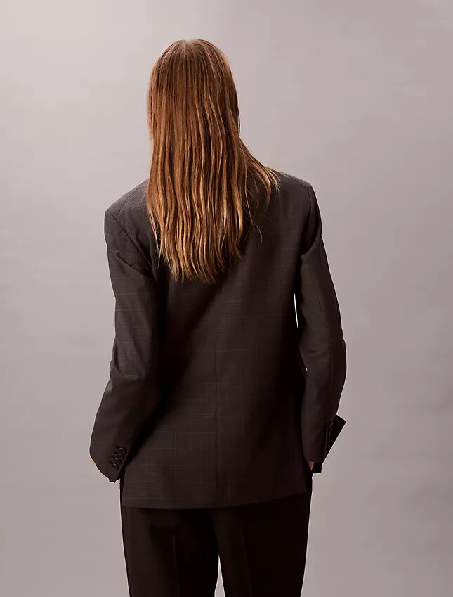 Locker sitzender Blazer aus Wollmischung mit Hahnentrittmuster Locker sitzender Blazer aus Wollmischung mit Hahnentrittmuster