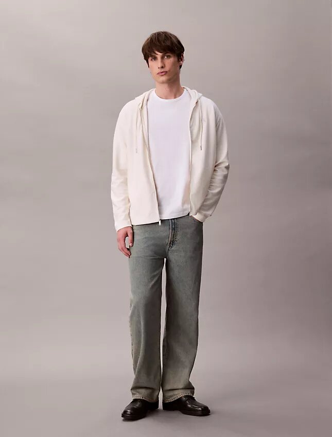 Locker sitzender Hoodie aus Baumwollmischung mit Bouclé-Struktur Locker sitzender Hoodie aus Baumwollmischung mit Bouclé-Struktur
