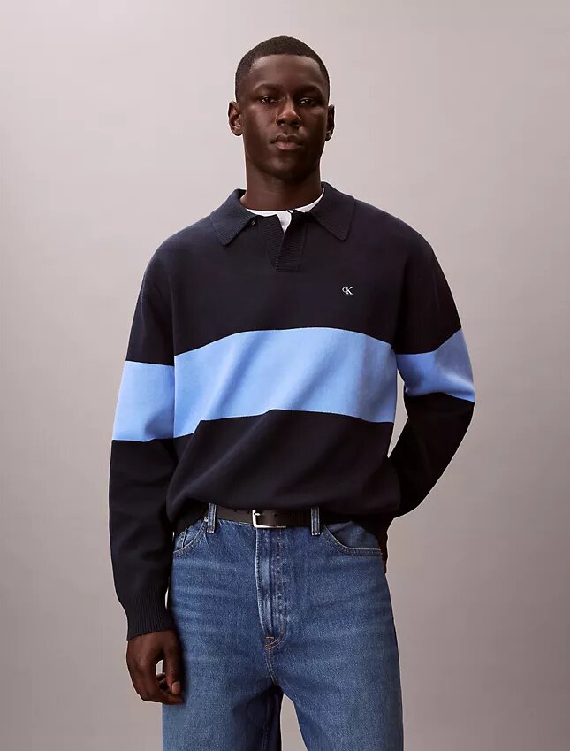 Locker sitzender Polo-Pullover aus Baumwolle Locker sitzender Polo-Pullover aus Baumwolle