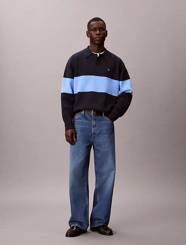 Locker sitzender Polo-Pullover aus Baumwolle Locker sitzender Polo-Pullover aus Baumwolle
