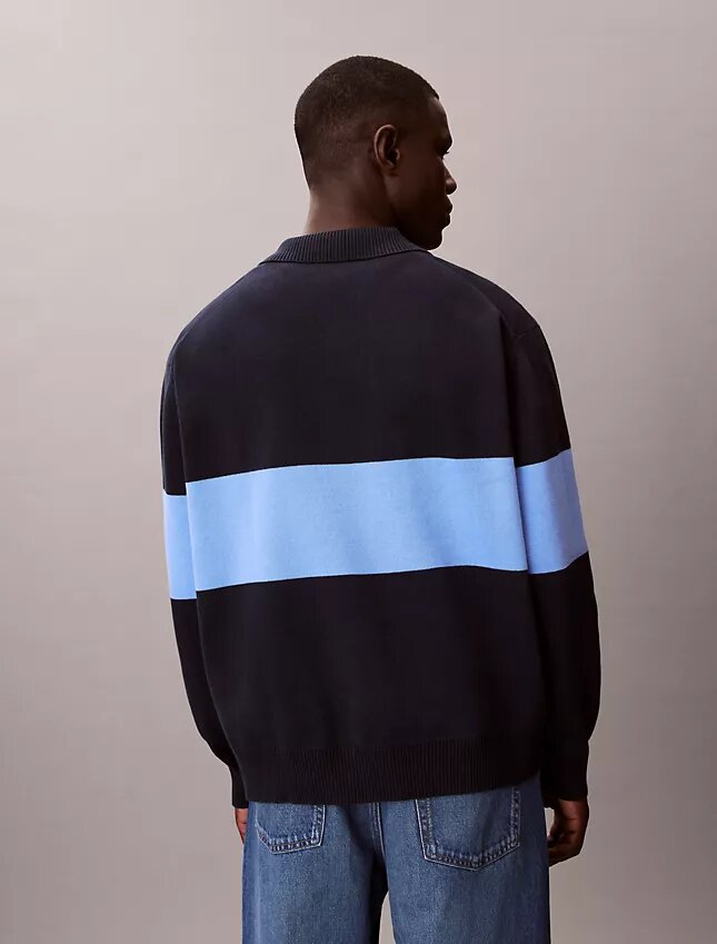 Locker sitzender Polo-Pullover aus Baumwolle Locker sitzender Polo-Pullover aus Baumwolle