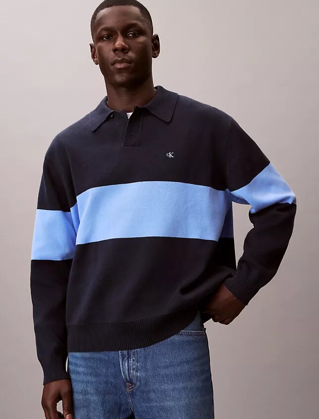 Locker sitzender Polo-Pullover aus Baumwolle Locker sitzender Polo-Pullover aus Baumwolle