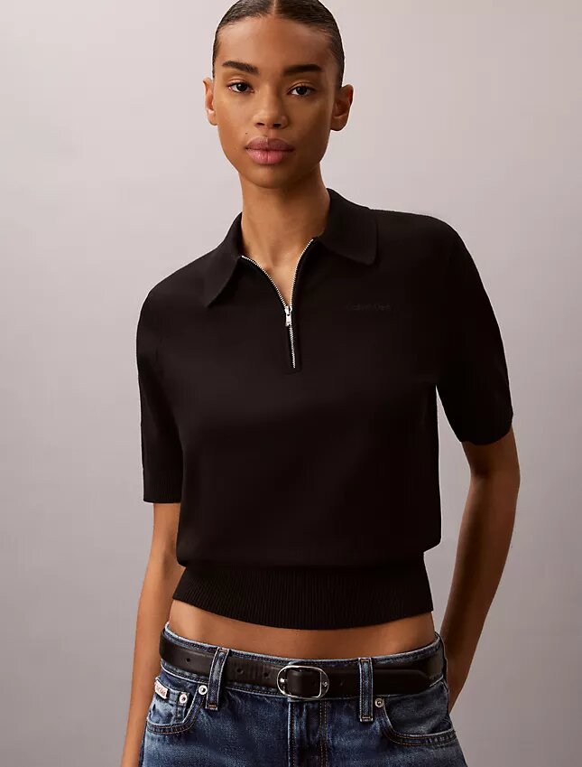 Locker sitzender Strick-Polo-Pullover Locker sitzender Strick-Polo-Pullover
