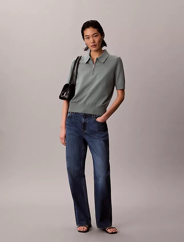 Locker sitzender Strick-Polo-Pullover Locker sitzender Strick-Polo-Pullover