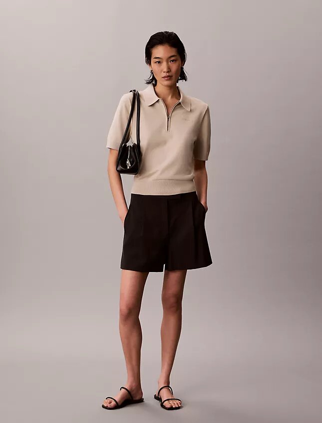 Locker sitzender Strick-Polo-Pullover Locker sitzender Strick-Polo-Pullover