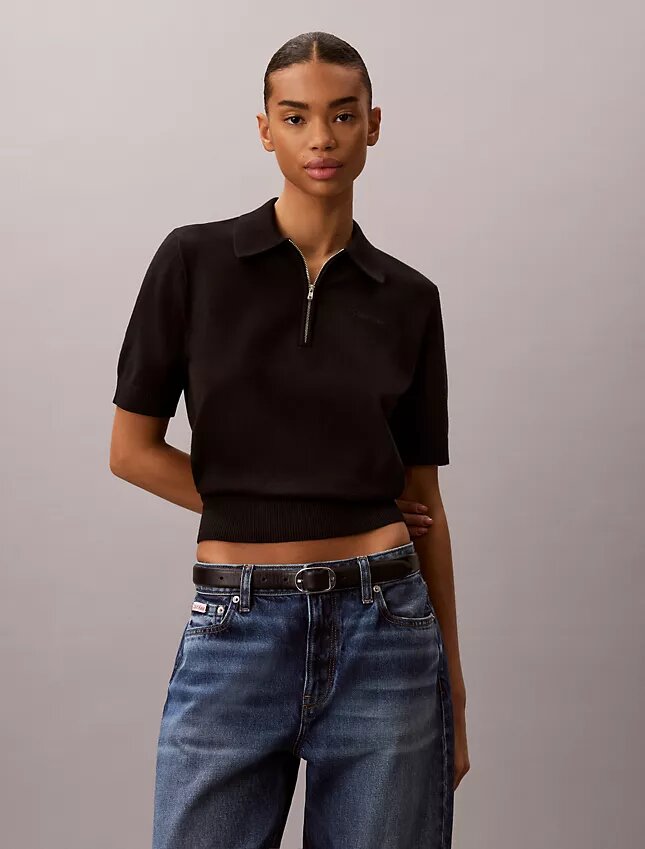 Locker sitzender Strick-Polo-Pullover Locker sitzender Strick-Polo-Pullover