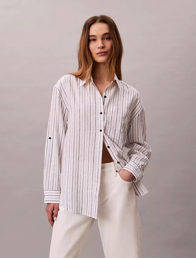Locker sitzendes Button-Down-Hemd aus Leinenmischung Locker sitzendes Button-Down-Hemd aus Leinenmischung