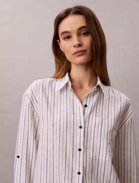 Locker sitzendes Button-Down-Hemd aus Leinenmischung