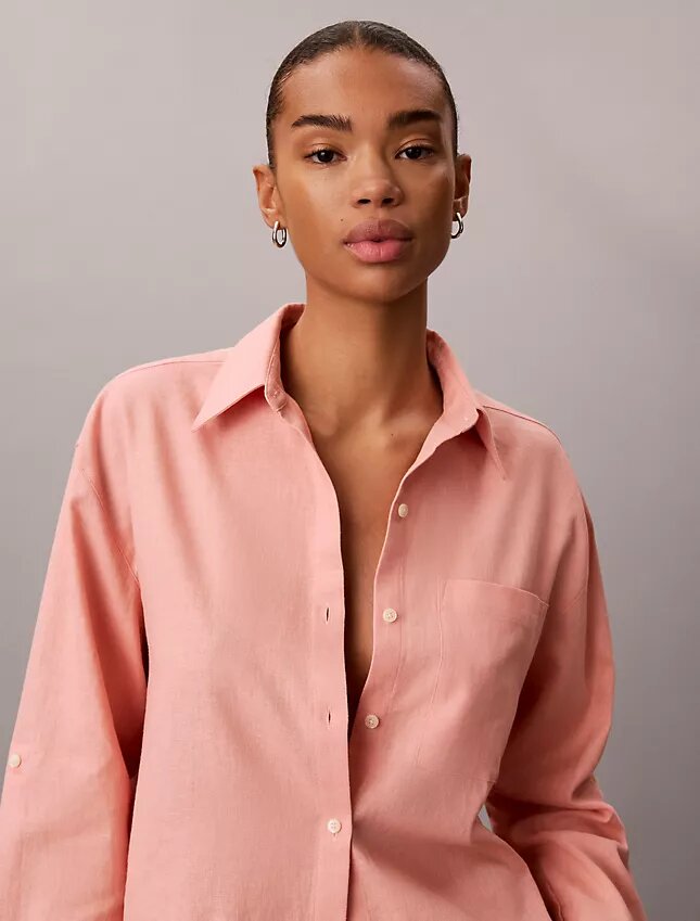Locker sitzendes Button-Down-Hemd aus Leinenmischung Locker sitzendes Button-Down-Hemd aus Leinenmischung