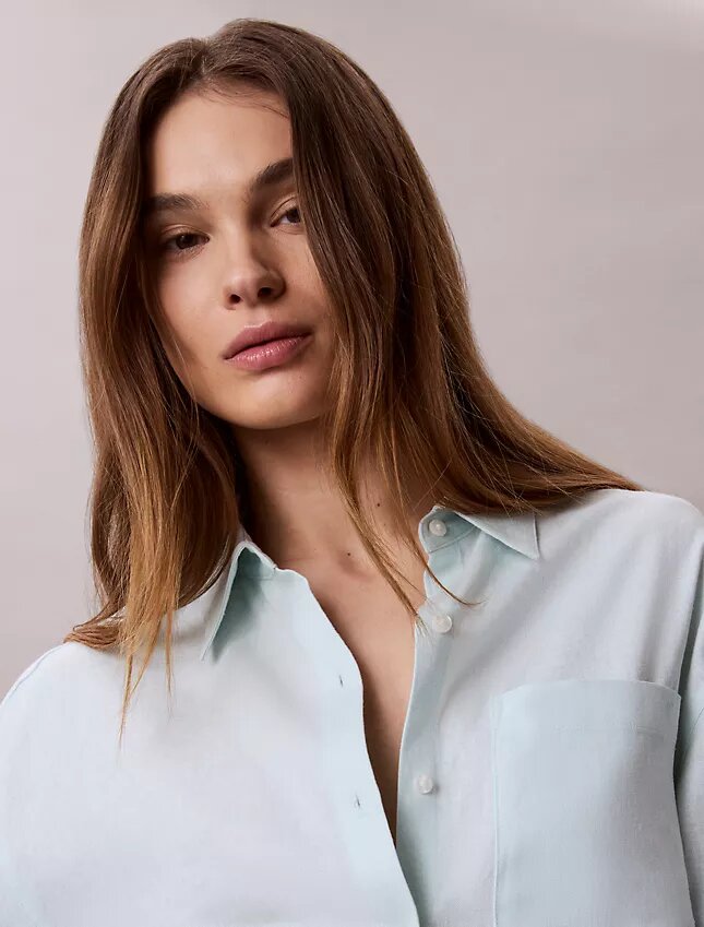 Locker sitzendes Button-Down-Hemd aus Leinenmischung Locker sitzendes Button-Down-Hemd aus Leinenmischung