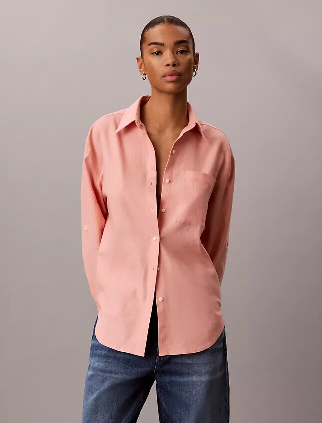 Locker sitzendes Button-Down-Hemd aus Leinenmischung Locker sitzendes Button-Down-Hemd aus Leinenmischung
