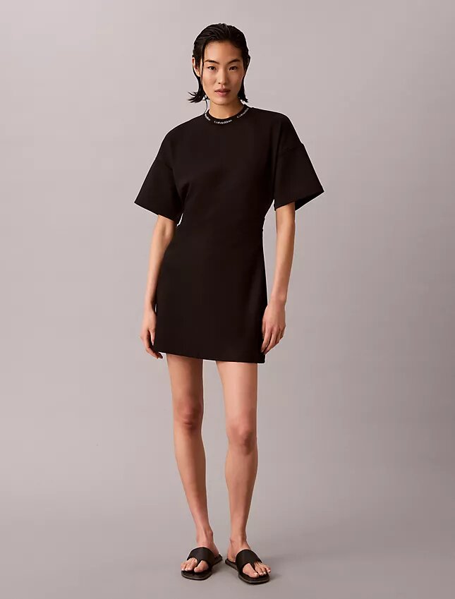 Logo-Ripp-Interlock-T-Shirt-Kleid Logo-Ripp-Interlock-T-Shirt-Kleid