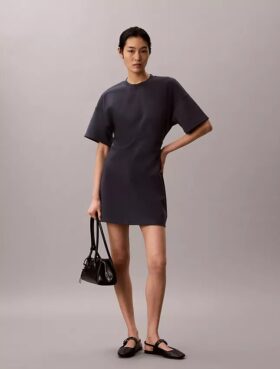Logo-Ripp-Interlock-T-Shirt-Kleid