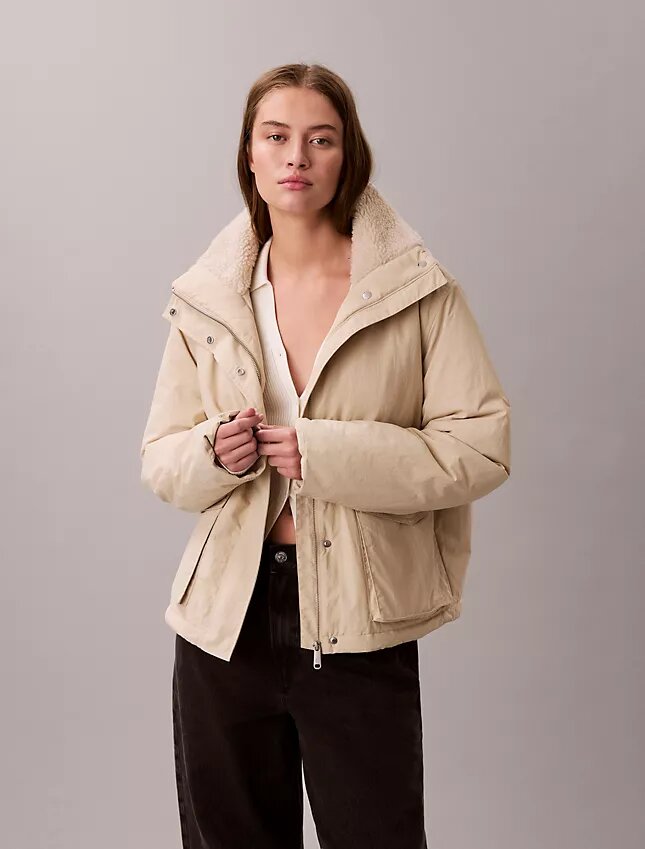 Lässige Jacke mit Sherpa-Kragen Lässige Jacke mit Sherpa-Kragen
