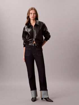 Lässige Straight-Jeans mit Umschlag