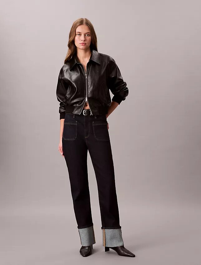 Lässige Straight-Jeans mit Umschlag Lässige Straight-Jeans mit Umschlag