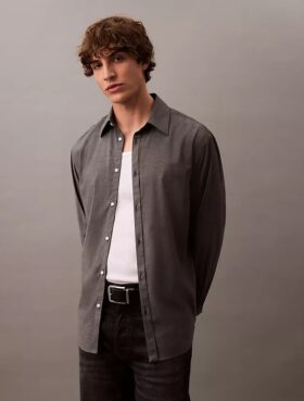 Lässiges Button-Down-Hemd aus Wollmischung