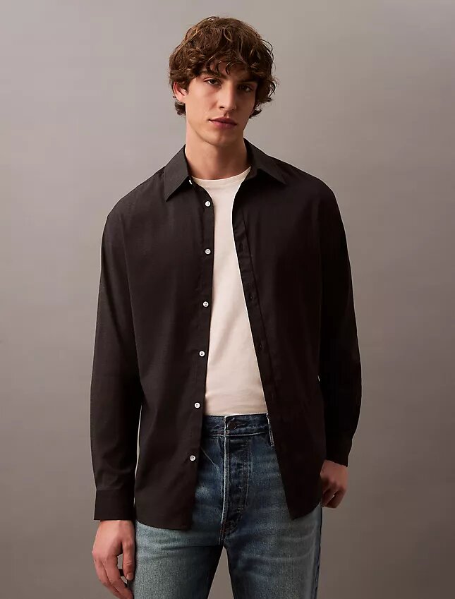 Lässiges Button-Down-Hemd aus Wollmischung Lässiges Button-Down-Hemd aus Wollmischung