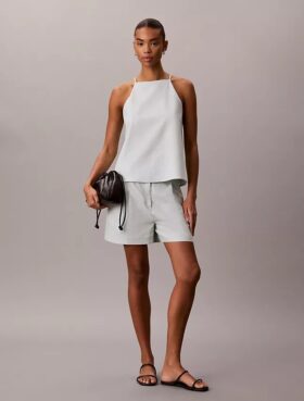Maßgeschneiderte Shorts aus Leinenmischung