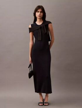 Maxikleid aus Viskose-Rippstrick