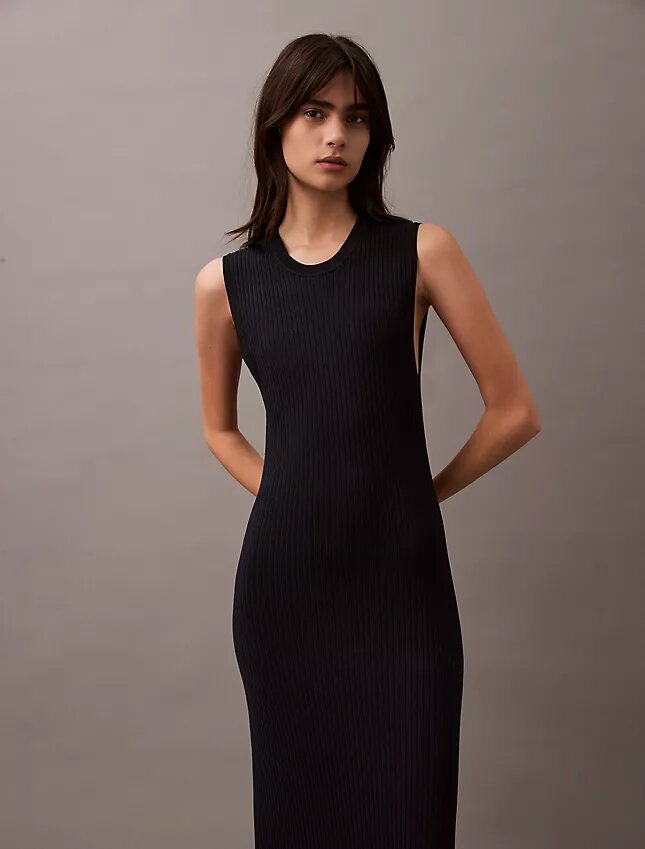 Maxikleid aus Viskose-Rippstrick Maxikleid aus Viskose-Rippstrick