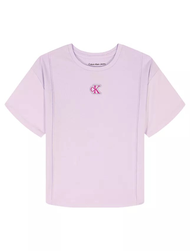 Mädchen-T-Shirt mit Biesen und Monogram Mädchen-T-Shirt mit Biesen und Monogram
