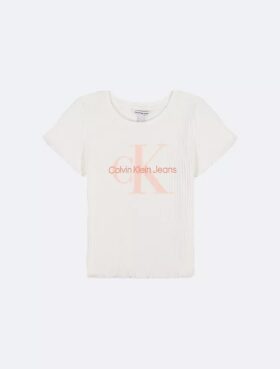 Mädchen-T-Shirt „Monologo“ mit grober Rippstruktur