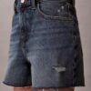 Midi-Denim-Jeansshorts mit hoher Taille Midi-Denim-Jeansshorts mit hoher Taille