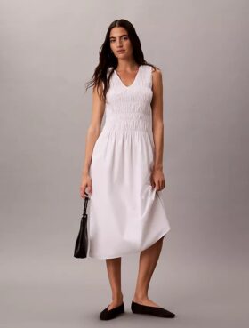 Midi-Kleid aus Baumwollpopeline