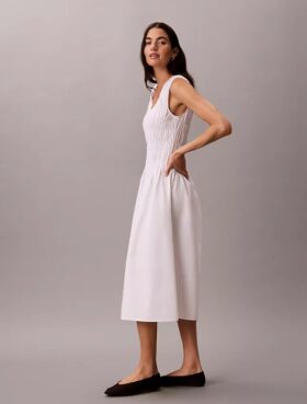 Midi-Kleid aus Baumwollpopeline