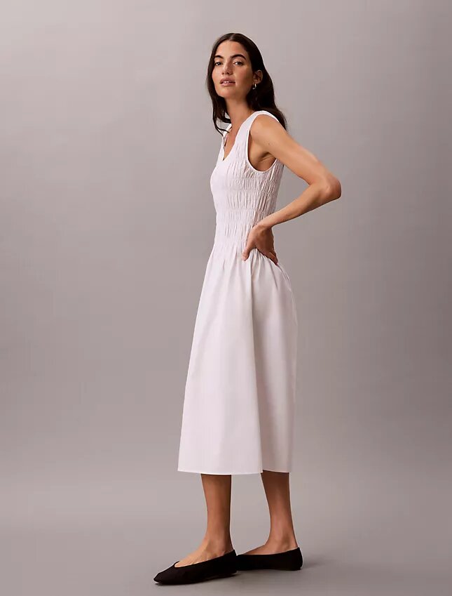 Midi-Kleid aus Baumwollpopeline Midi-Kleid aus Baumwollpopeline