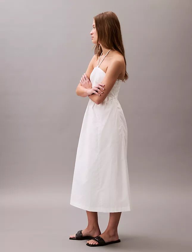Midi-Kleid aus Baumwolltwill mit Neckholder Midi-Kleid aus Baumwolltwill mit Neckholder