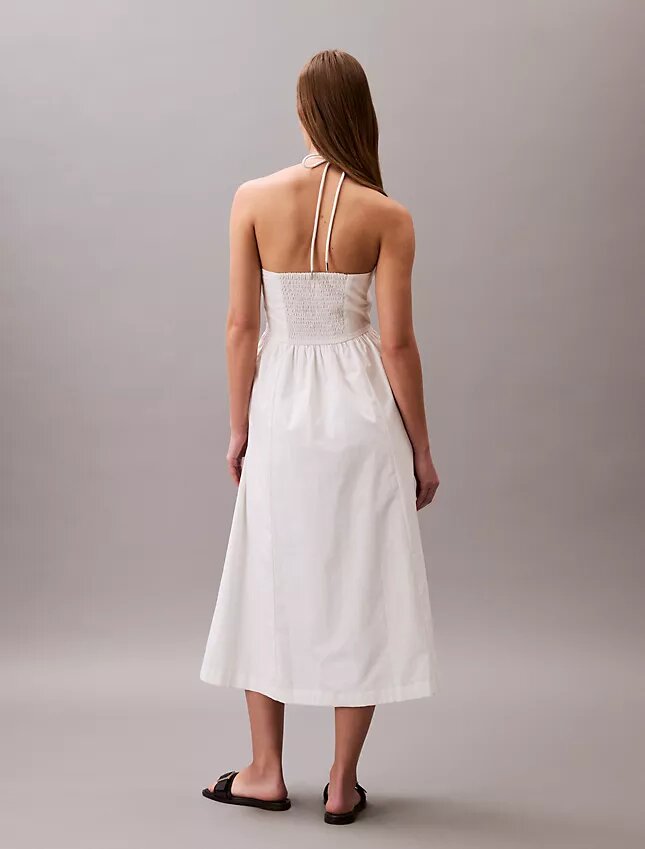 Midi-Kleid aus Baumwolltwill mit Neckholder Midi-Kleid aus Baumwolltwill mit Neckholder