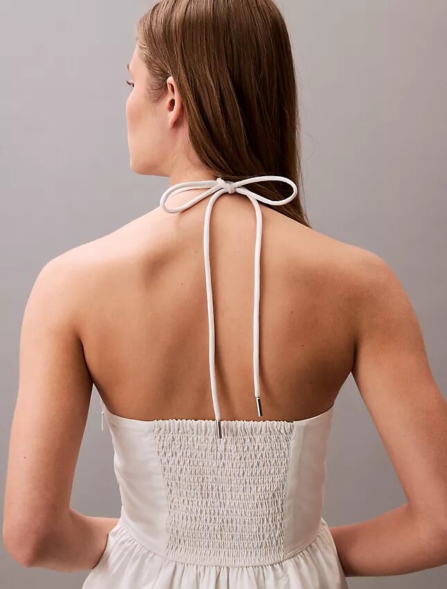 Midi-Kleid aus Baumwolltwill mit Neckholder Midi-Kleid aus Baumwolltwill mit Neckholder